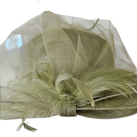 Fine Millinery Collection by August Accessories Olive Green Bow Derby Hat - Picture 1 of 7